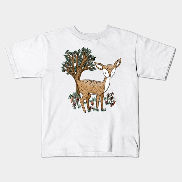 Hello Deer Kids T-Shirt by LauraKatMax